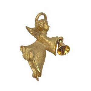 Vintage 1980s VCN Gold-Tone Cherub Angel Pin Brooch